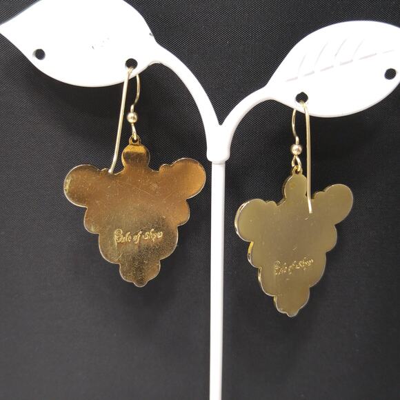 Vintage Isle of Skye Lavender Cloisonne Earrings, MOP, Gold Plated, 1980s - Picture 5 of 10